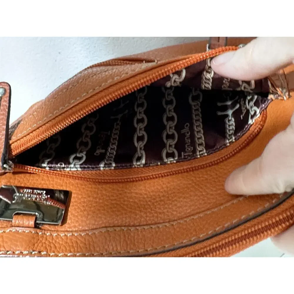 Tignanello Women's Small Pebble Leather Shoulder Crossbody Bag Orange
